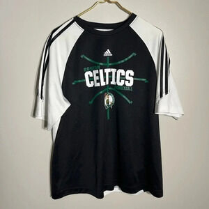 Adidas Boston Celtics Warm-Up Shooting Jersey, Black/White/Green, Mens Medium